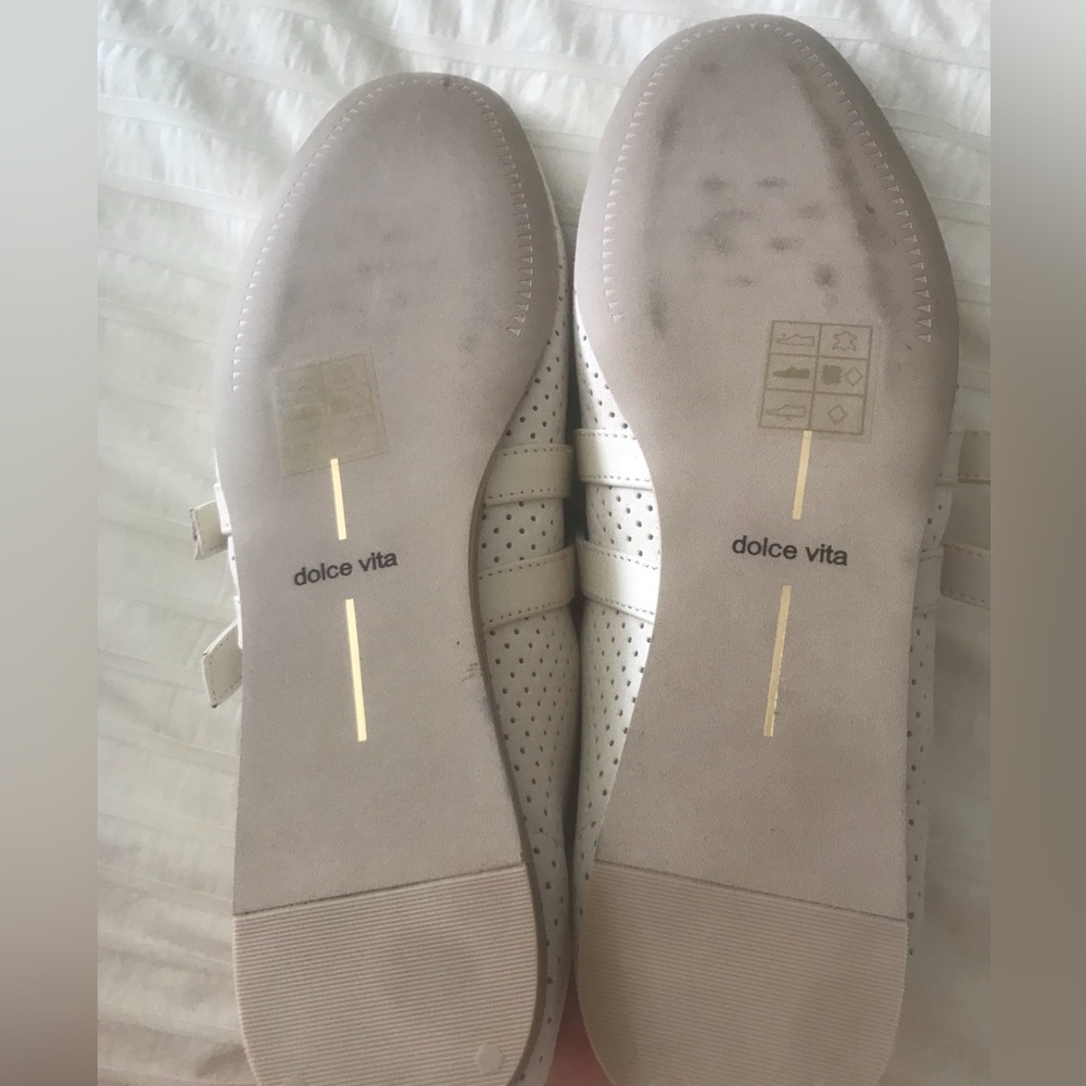 Dolce Vita Cream Perforated Double-Buckle Flats - Picture 13 of 13